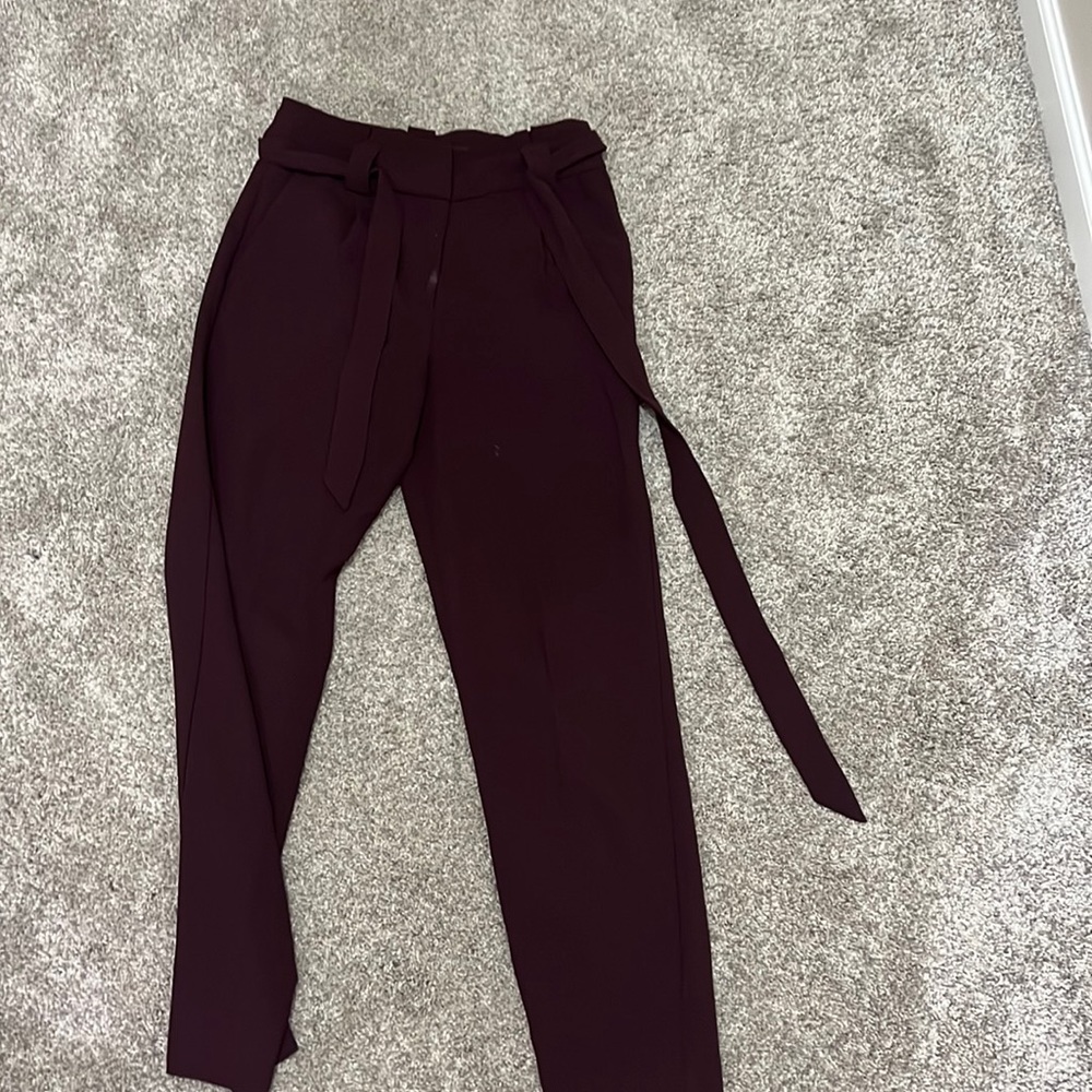Size 4, burgundy, waist tie dress pant